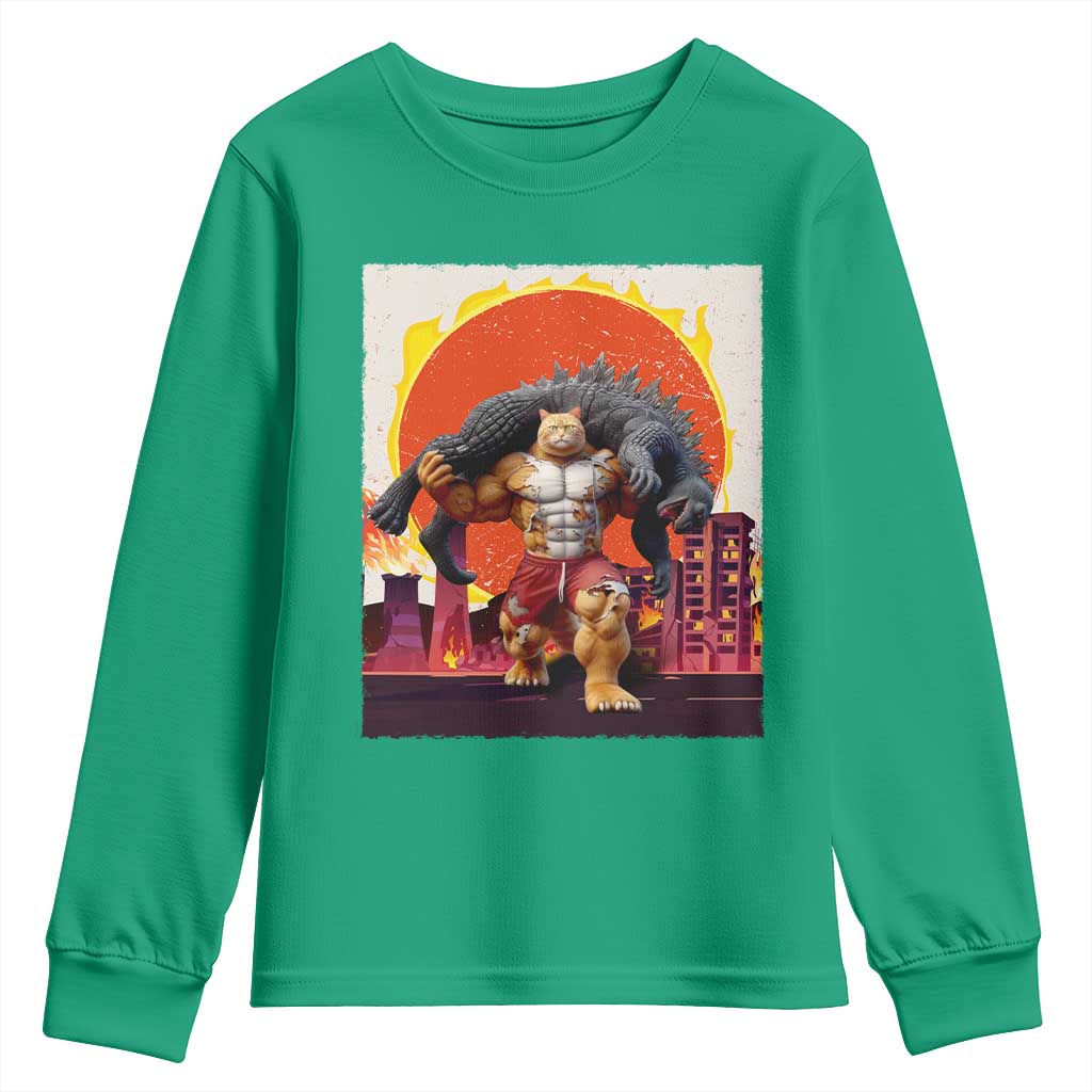 Catzilla Funny Cat Japanese Cityscape Youth Sweatshirt - Wonder Print Shop