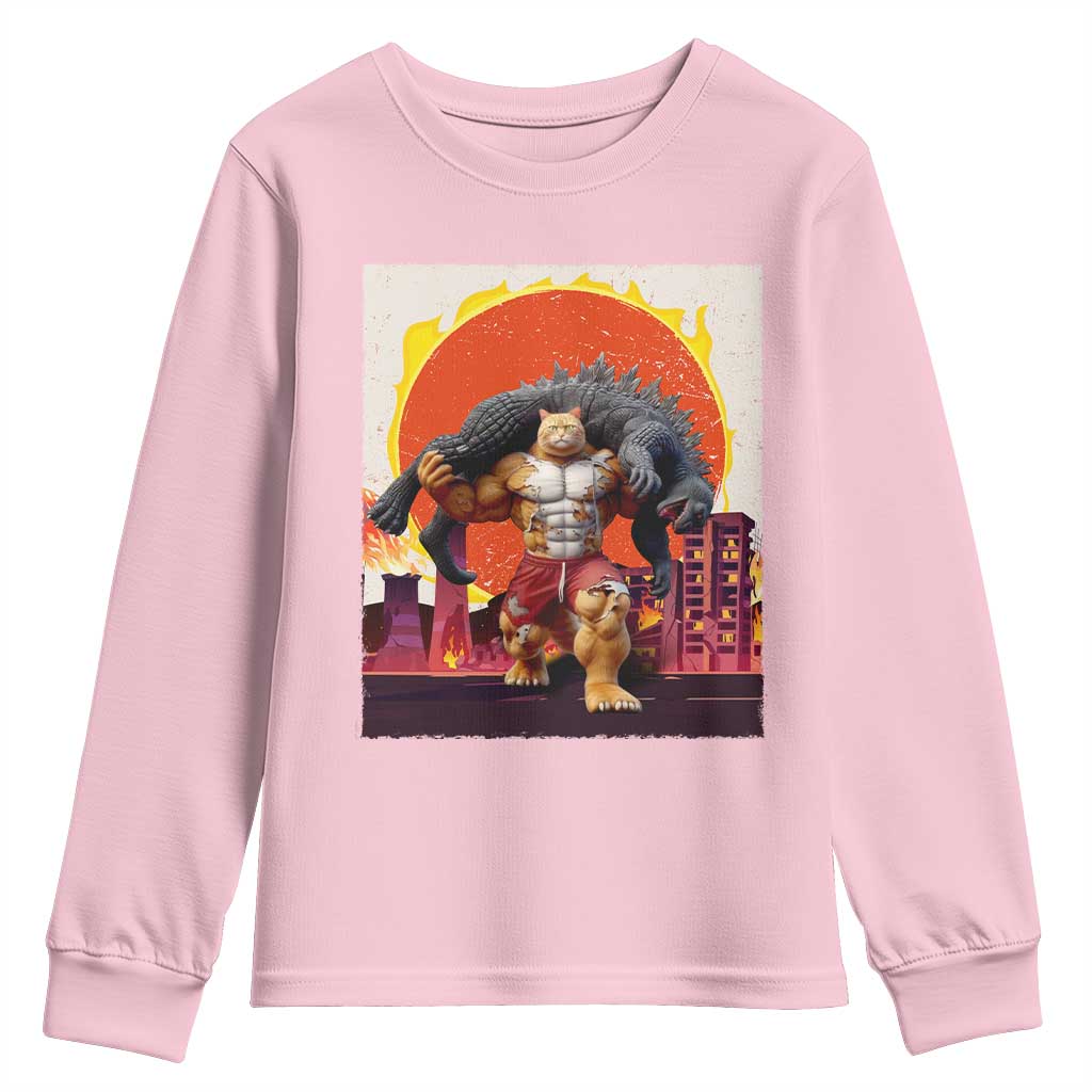 Catzilla Funny Cat Japanese Cityscape Youth Sweatshirt - Wonder Print Shop