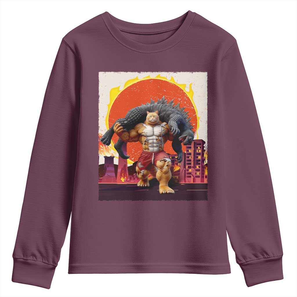 Catzilla Funny Cat Japanese Cityscape Youth Sweatshirt - Wonder Print Shop