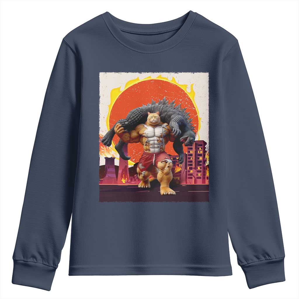 Catzilla Funny Cat Japanese Cityscape Youth Sweatshirt - Wonder Print Shop