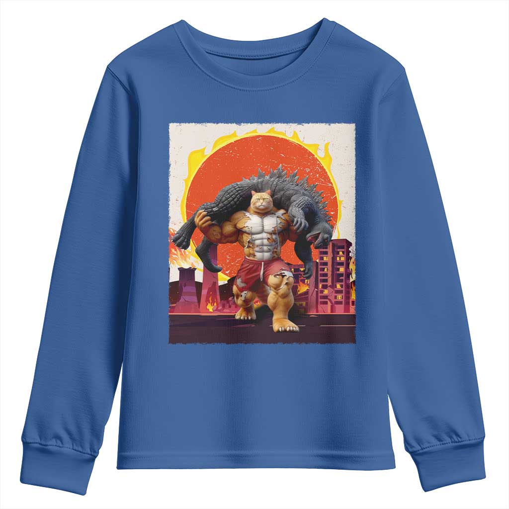 Catzilla Funny Cat Japanese Cityscape Youth Sweatshirt - Wonder Print Shop
