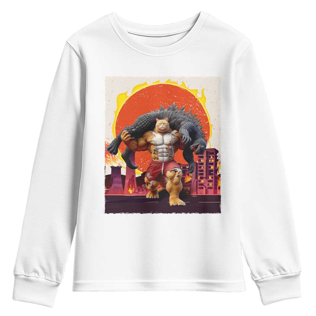 Catzilla Funny Cat Japanese Cityscape Youth Sweatshirt - Wonder Print Shop