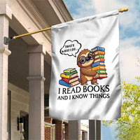 That Is What I Do I Read Books Garden Flag Funny Sloth Book Lover - Wonder Print Shop