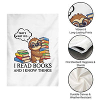 That Is What I Do I Read Books Garden Flag Funny Sloth Book Lover - Wonder Print Shop