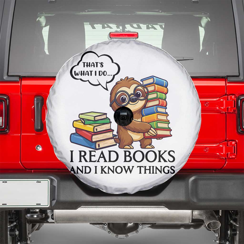 That Is What I Do I Read Books Spare Tire Cover Funny Sloth Book Lover - Wonder Print Shop