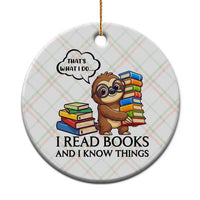 That Is What I Do I Read Books Ceramic Ornament Funny Sloth Book Lover - Wonder Print Shop