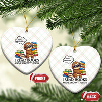 That Is What I Do I Read Books Ceramic Ornament Funny Sloth Book Lover - Wonder Print Shop