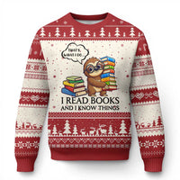 That Is What I Do I Read Books Ugly Christmas Sweater Funny Sloth Book Lover - Wonder Print Shop