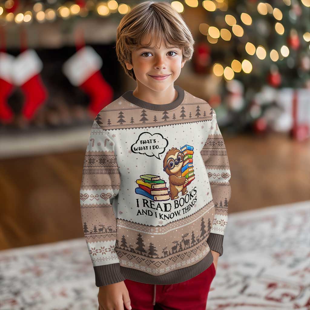 That Is What I Do I Read Books Ugly Christmas Sweater Funny Sloth Book Lover - Wonder Print Shop