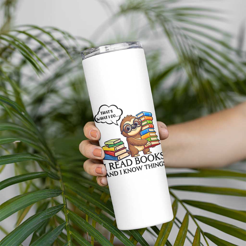 That Is What I Do I Read Books Skinny Tumbler Funny Sloth Book Lover - Wonder Print Shop