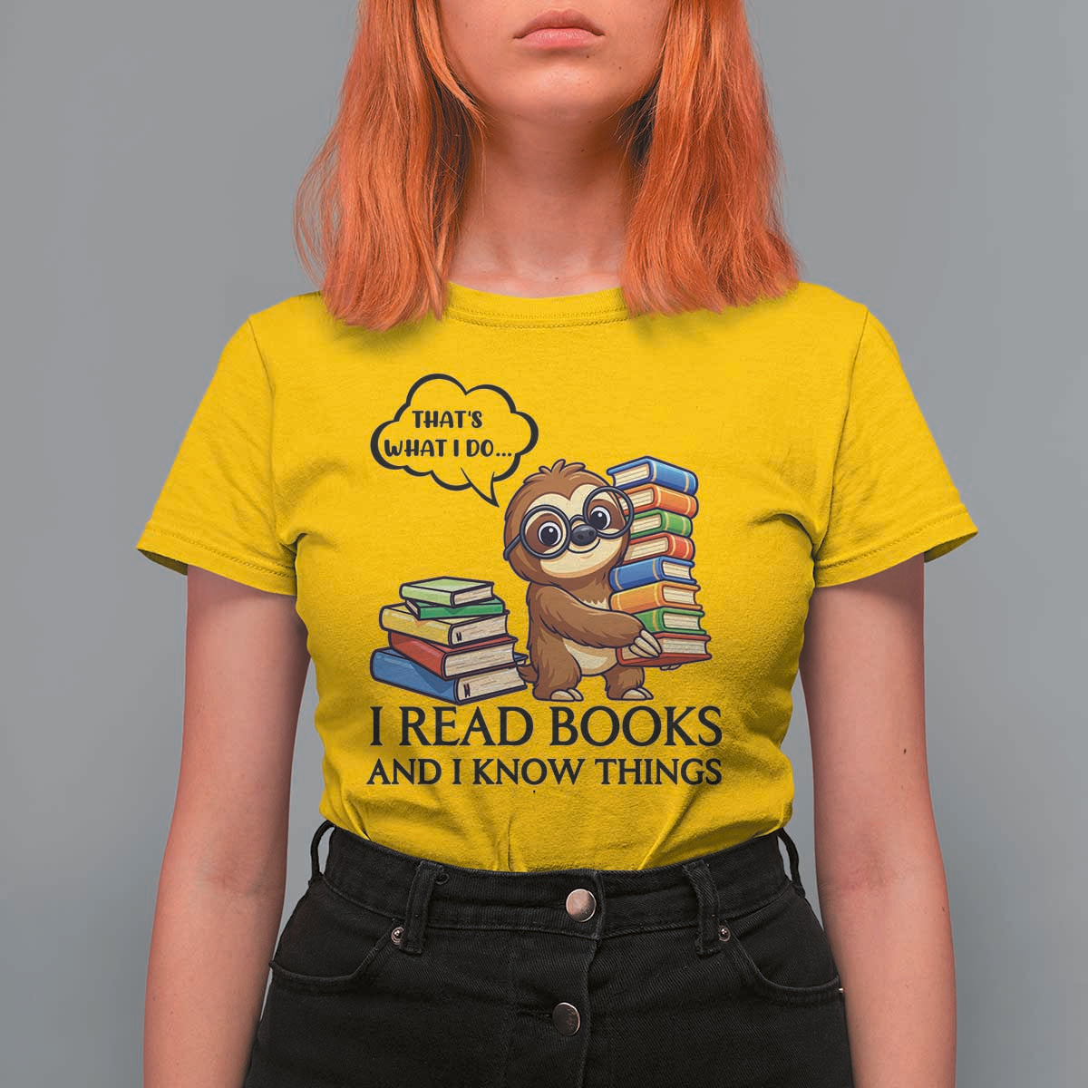 That Is What I Do I Read Books T Shirt For Women Funny Sloth Book Lover - Wonder Print Shop
