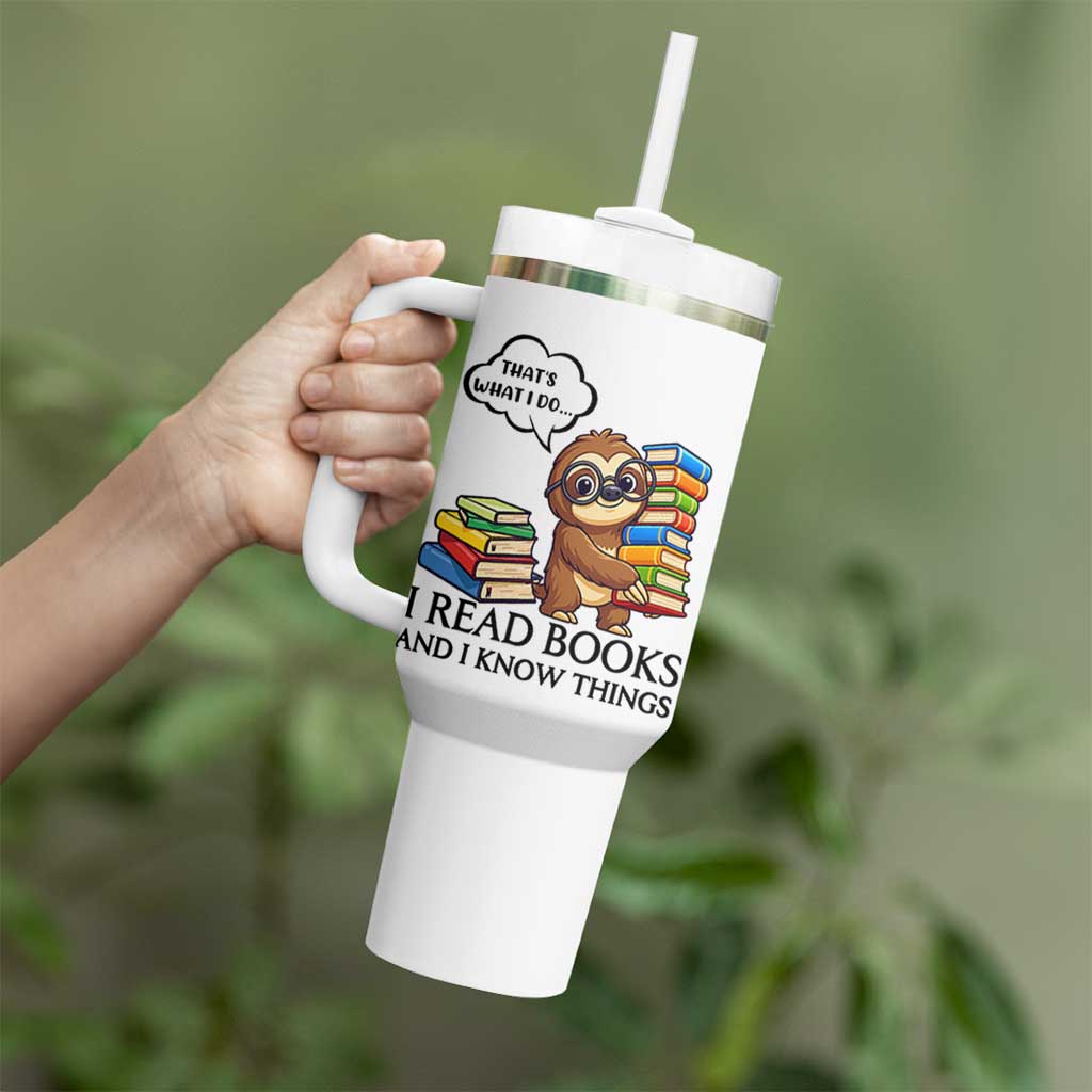 That Is What I Do I Read Books Tumbler With Handle Funny Sloth Book Lover - Wonder Print Shop
