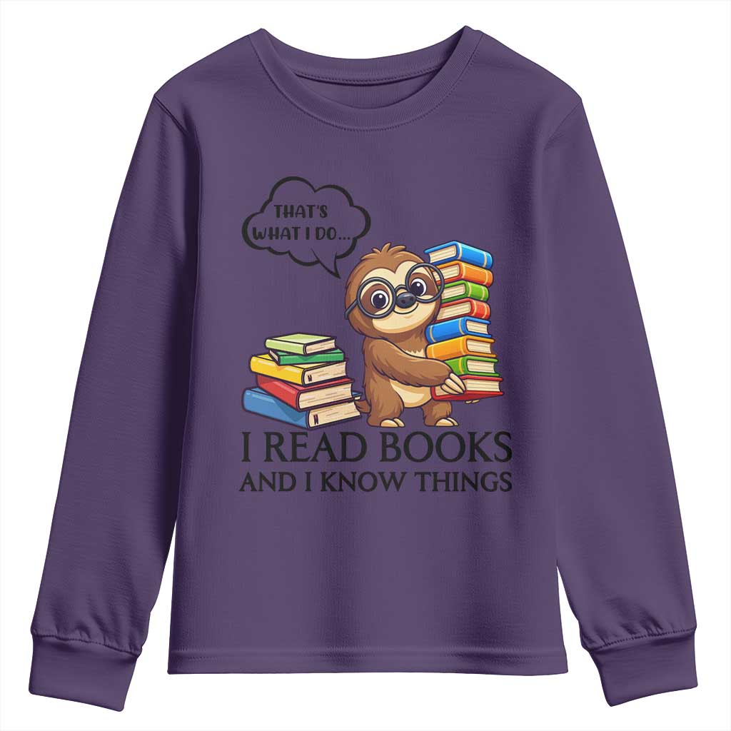 That Is What I Do I Read Books Youth Sweatshirt Funny Sloth Book Lover - Wonder Print Shop