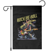 Rock And Roll Garden Flag Funny Dionasaur Playing Guitar - Wonder Print Shop