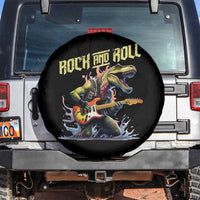 Rock And Roll Spare Tire Cover Funny Dionasaur Playing Guitar - Wonder Print Shop