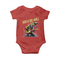 Rock And Roll Baby Onesie Funny Dionasaur Playing Guitar - Wonder Print Shop