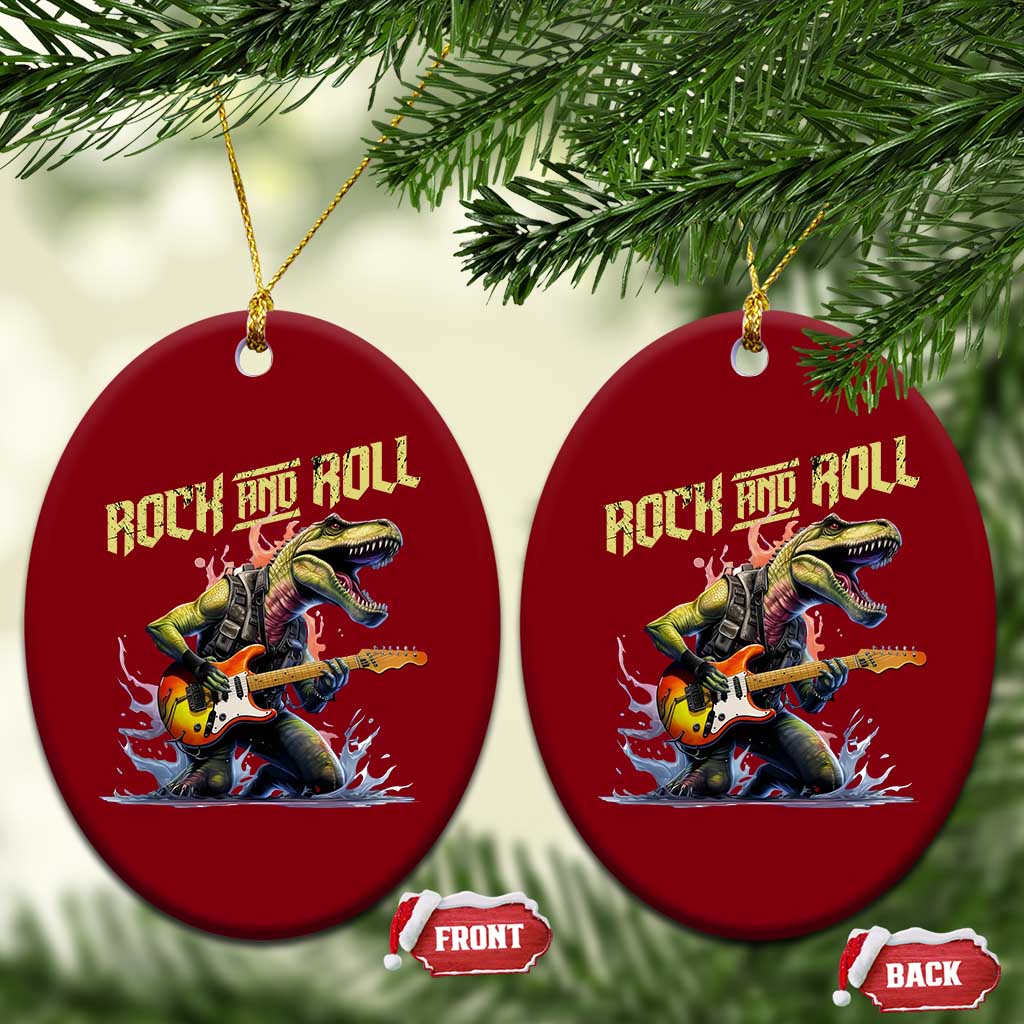Rock And Roll Ceramic Ornament Funny Dionasaur Playing Guitar - Wonder Print Shop
