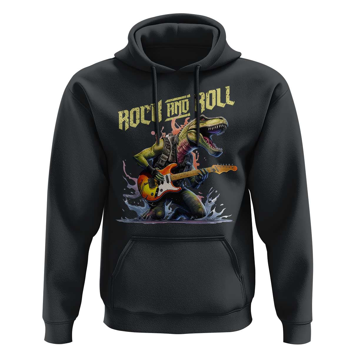 Rock And Roll Hoodie Funny Dionasaur Playing Guitar - Wonder Print Shop