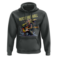 Rock And Roll Hoodie Funny Dionasaur Playing Guitar - Wonder Print Shop