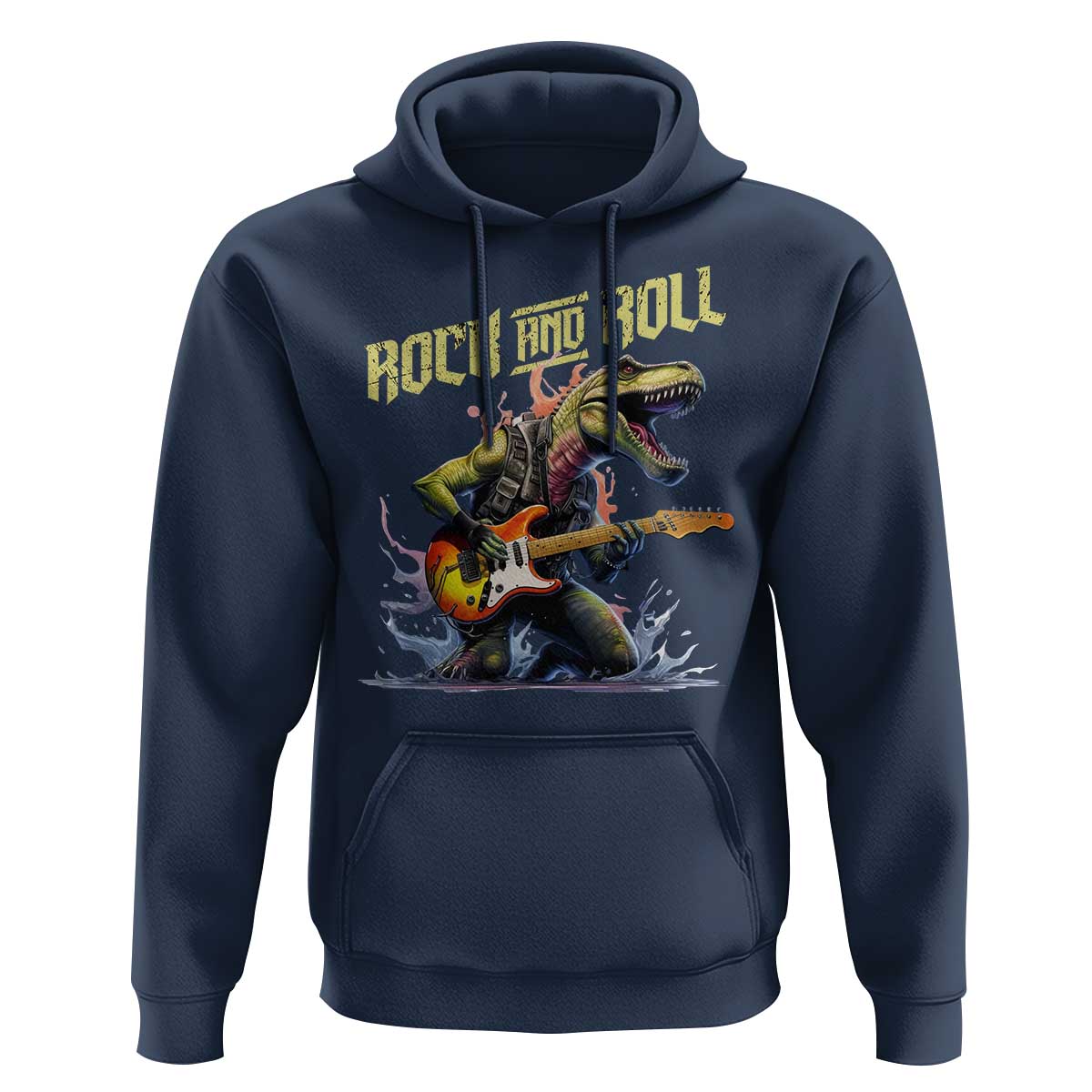 Rock And Roll Hoodie Funny Dionasaur Playing Guitar - Wonder Print Shop