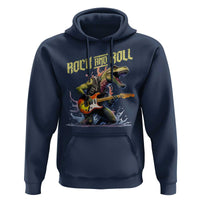 Rock And Roll Hoodie Funny Dionasaur Playing Guitar - Wonder Print Shop