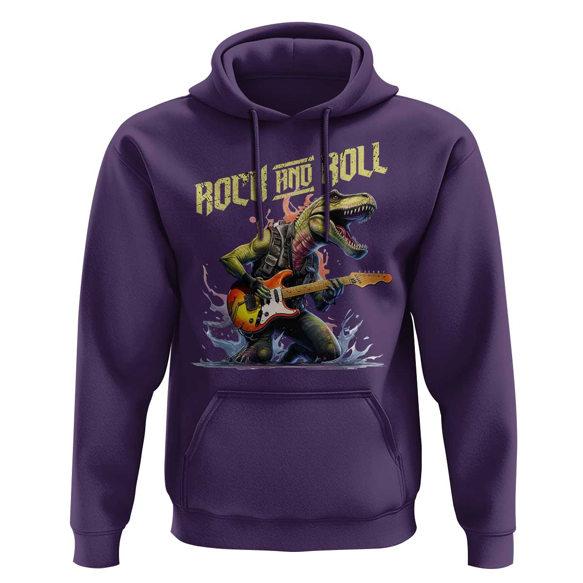 Rock And Roll Hoodie Funny Dionasaur Playing Guitar - Wonder Print Shop