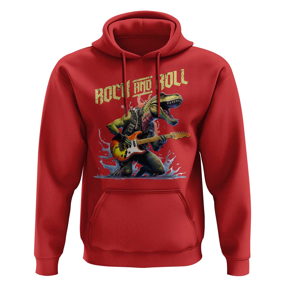 Rock And Roll Hoodie Funny Dionasaur Playing Guitar - Wonder Print Shop