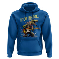 Rock And Roll Hoodie Funny Dionasaur Playing Guitar - Wonder Print Shop