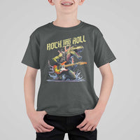 Rock And Roll T Shirt For Kid Funny Dionasaur Playing Guitar - Wonder Print Shop