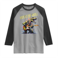 Rock And Roll Raglan Shirt Funny Dionasaur Playing Guitar - Wonder Print Shop