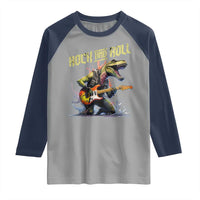 Rock And Roll Raglan Shirt Funny Dionasaur Playing Guitar - Wonder Print Shop
