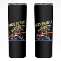 Rock And Roll Skinny Tumbler Funny Dionasaur Playing Guitar - Wonder Print Shop