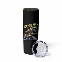 Rock And Roll Skinny Tumbler Funny Dionasaur Playing Guitar - Wonder Print Shop