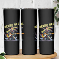 Rock And Roll Skinny Tumbler Funny Dionasaur Playing Guitar - Wonder Print Shop