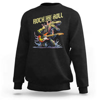 Rock And Roll Sweatshirt Funny Dionasaur Playing Guitar - Wonder Print Shop