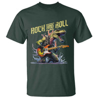 Rock And Roll T Shirt Funny Dionasaur Playing Guitar - Wonder Print Shop