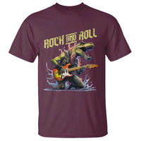 Rock And Roll T Shirt Funny Dionasaur Playing Guitar - Wonder Print Shop