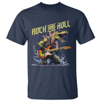 Rock And Roll T Shirt Funny Dionasaur Playing Guitar - Wonder Print Shop