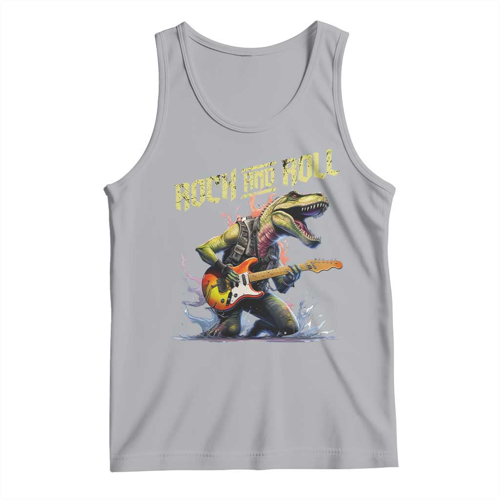 Rock And Roll Tank Top Funny Dionasaur Playing Guitar - Wonder Print Shop