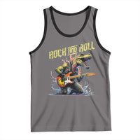 Rock And Roll Tank Top Funny Dionasaur Playing Guitar - Wonder Print Shop
