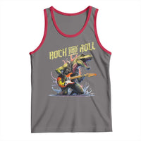 Rock And Roll Tank Top Funny Dionasaur Playing Guitar - Wonder Print Shop
