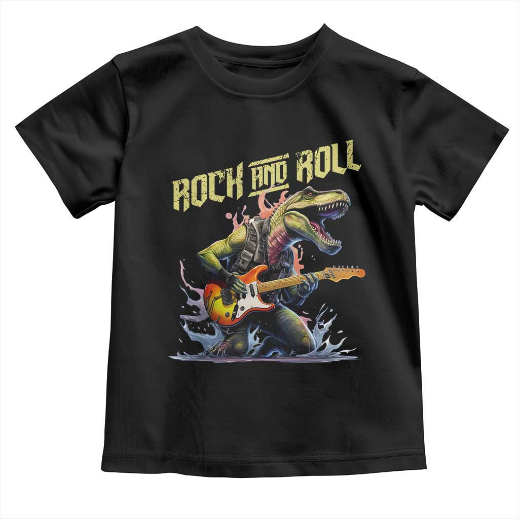 Rock And Roll Toddler T Shirt Funny Dionasaur Playing Guitar - Wonder Print Shop