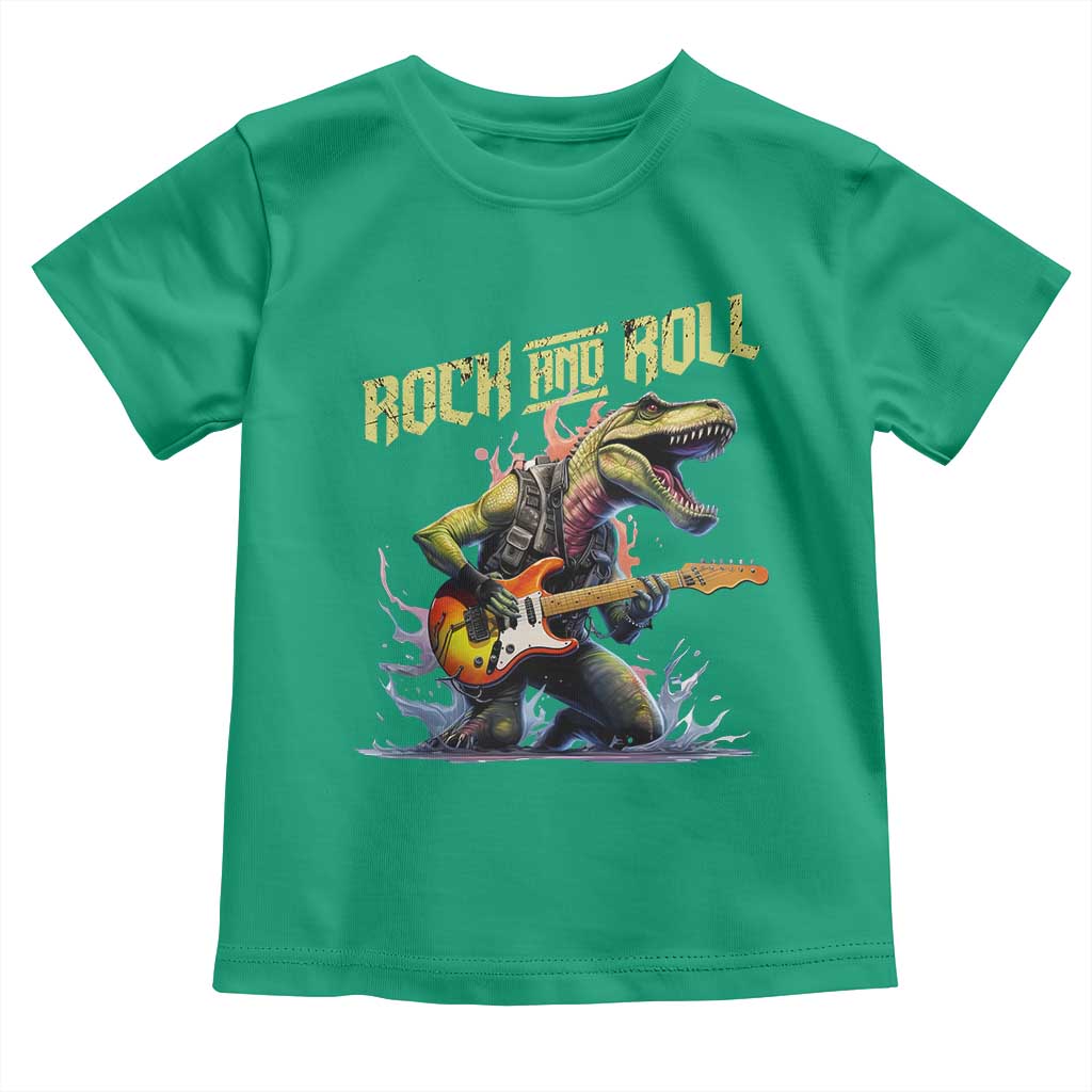 Rock And Roll Toddler T Shirt Funny Dionasaur Playing Guitar - Wonder Print Shop