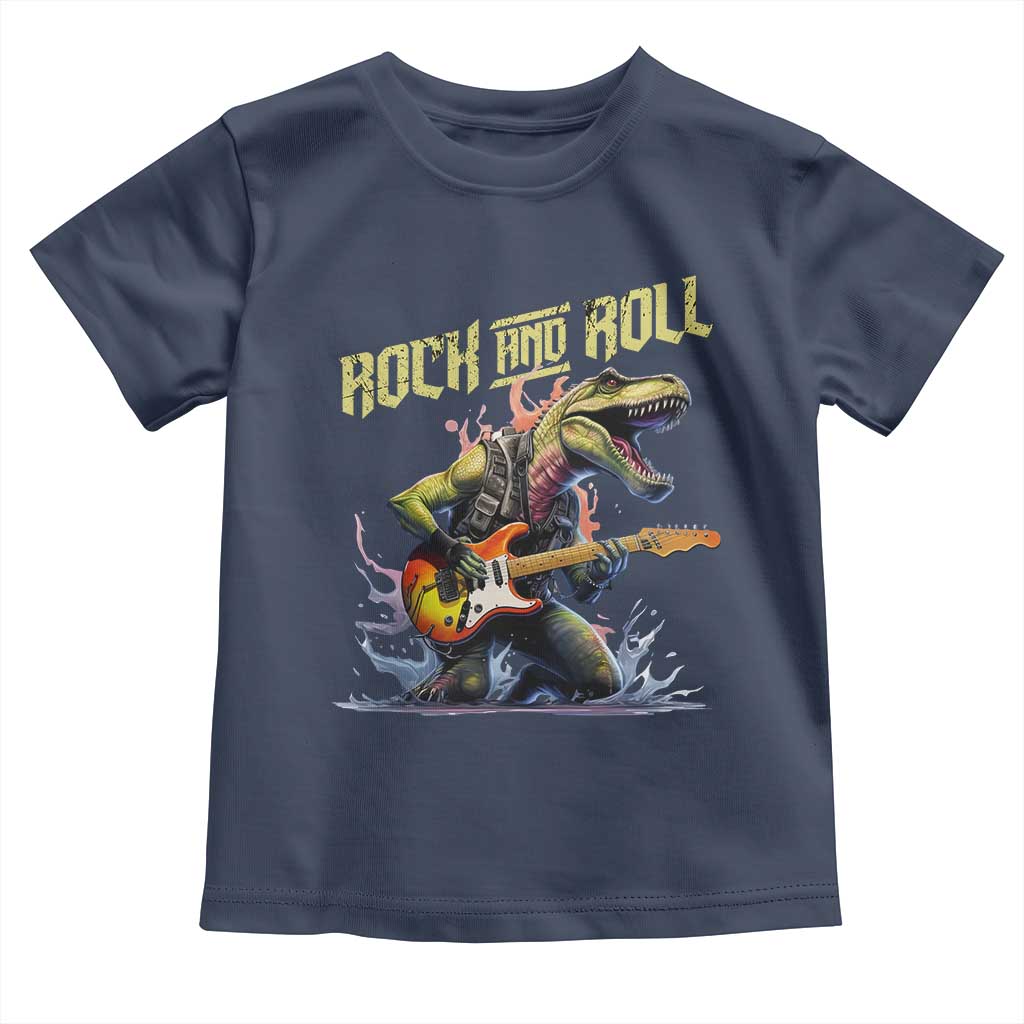 Rock And Roll Toddler T Shirt Funny Dionasaur Playing Guitar - Wonder Print Shop