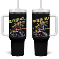 Rock And Roll Tumbler With Handle Funny Dionasaur Playing Guitar - Wonder Print Shop