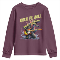 Rock And Roll Youth Sweatshirt Funny Dionasaur Playing Guitar - Wonder Print Shop