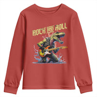 Rock And Roll Youth Sweatshirt Funny Dionasaur Playing Guitar - Wonder Print Shop