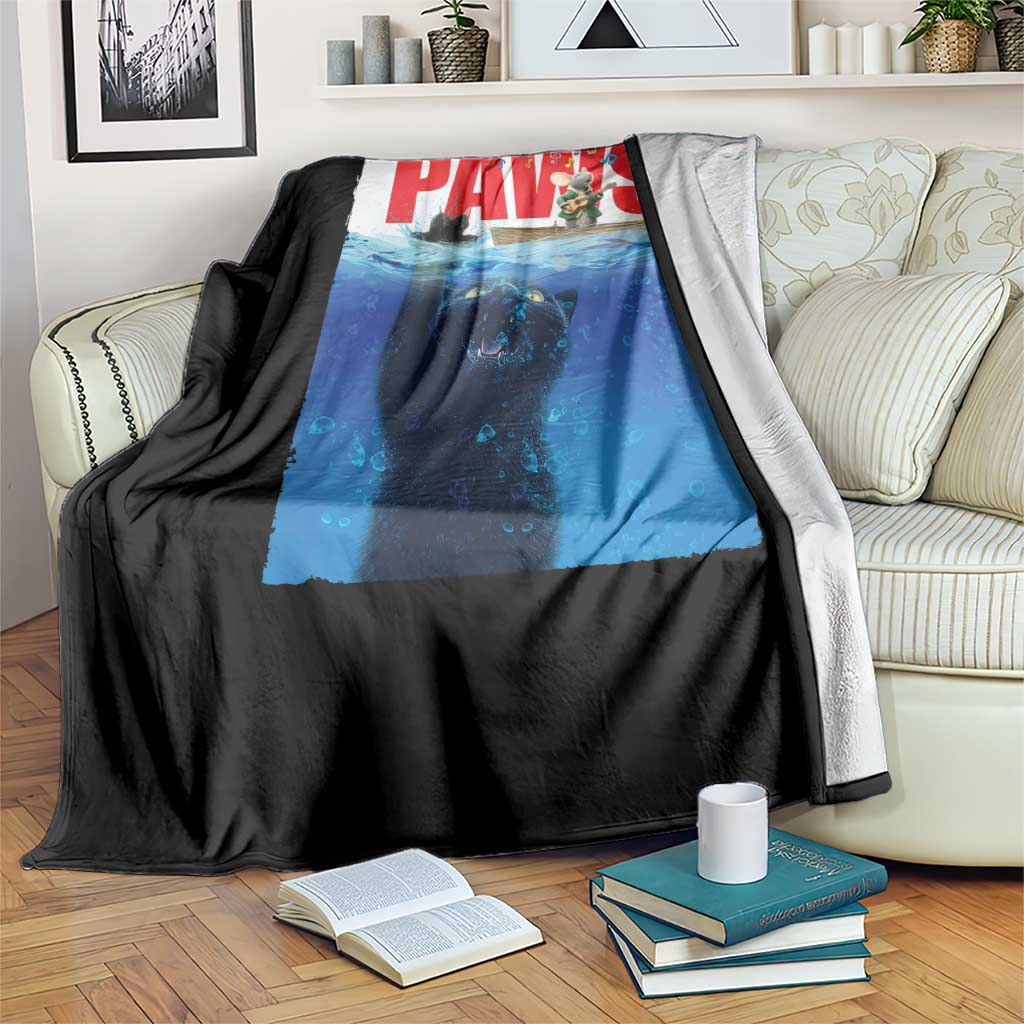 Funny Black Cat Throw Blanket PAWS Parody Kitten Mouse Humorous - Wonder Print Shop