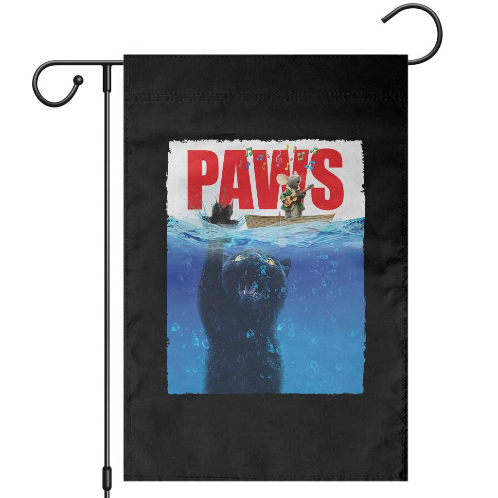 Funny Black Cat Garden Flag PAWS Parody Kitten Mouse Humorous - Wonder Print Shop