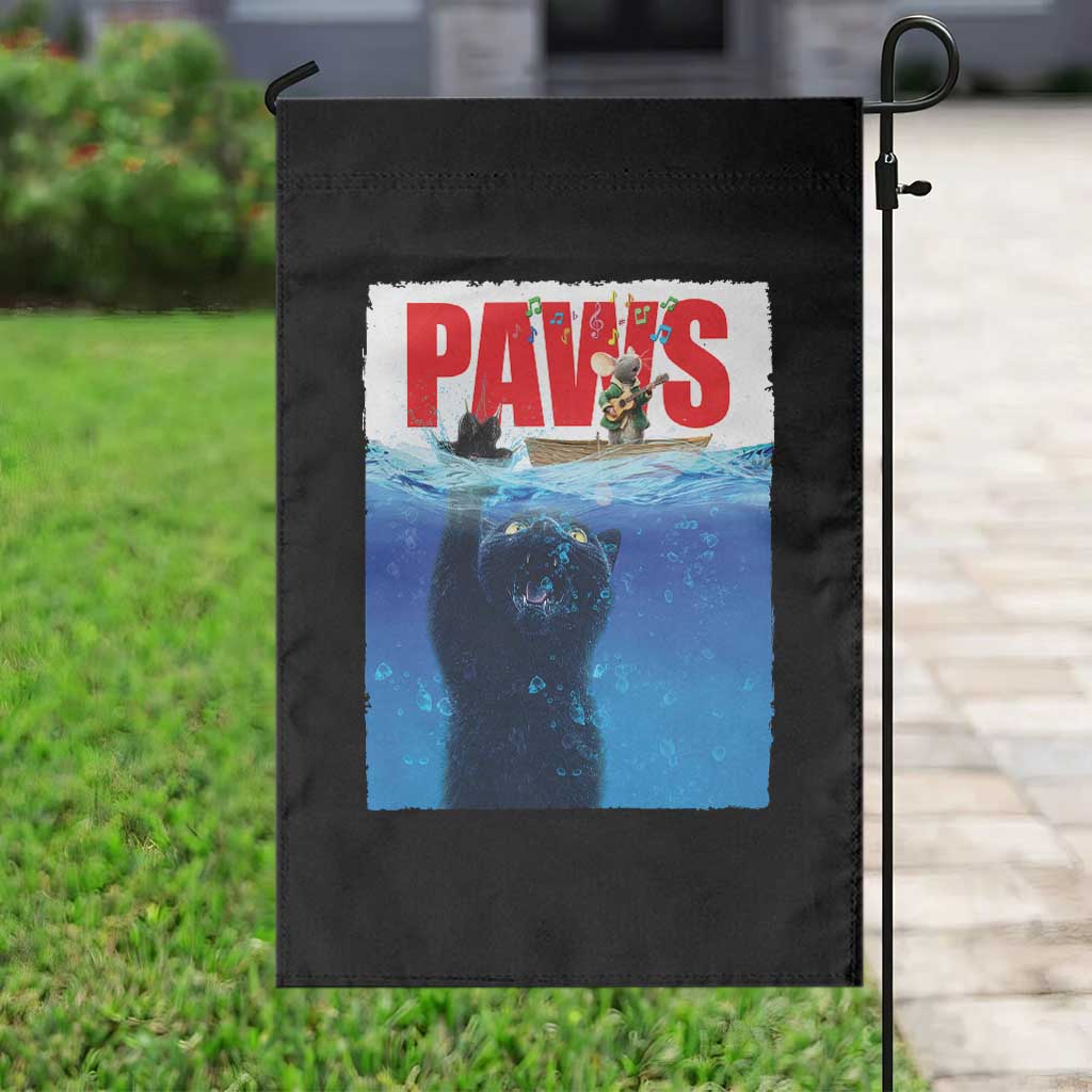 Funny Black Cat Garden Flag PAWS Parody Kitten Mouse Humorous - Wonder Print Shop